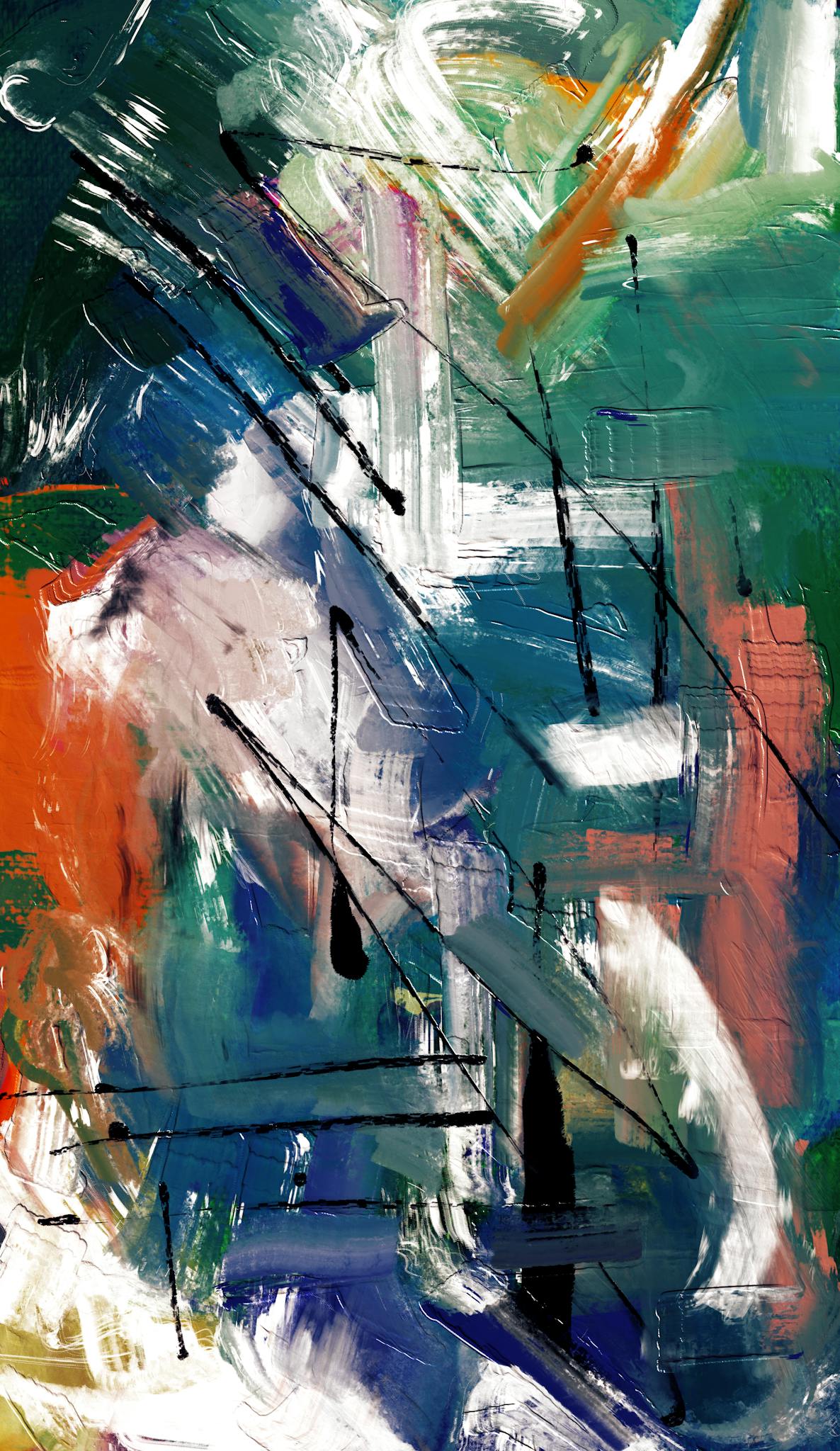 Vivid abstract expressionism artwork in bold colors showcasing dynamic brushstrokes.